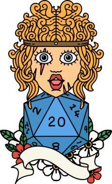 Retro Dövme Tarzı İnsan Barbarlığı Bir insan tarafından çizilmiş doğal 20 zar ile