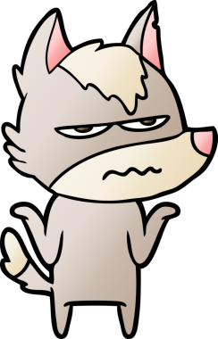 Bir insan tarafından çizilmiş rahatsız kurt çizgi filmi.