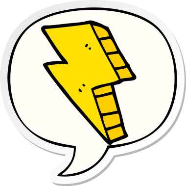 Bir insan tarafından çizilmiş konuşma balonu çıkartmalı karikatür yıldırımı.