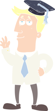 Bir insan tarafından çizilmiş mezuniyetin düz renk çizimi