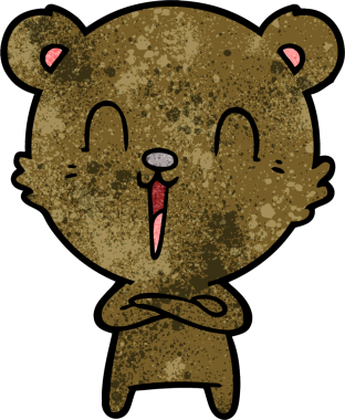 Bir insan tarafından çizilmiş mutlu çizgi film ayısı.