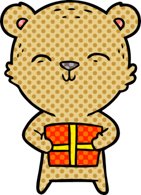 Bir insan tarafından çizilmiş mutlu çizgi film ayısı.