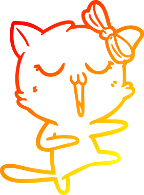 Bir insan tarafından çizilmiş çizgi film kedisinin sıcak çizgi çizimi