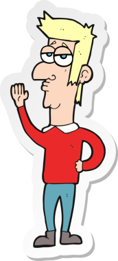 Bir insan tarafından çizilmiş bir karikatür adamın çıkartması.