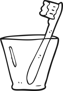 Bir insan tarafından çizilmiş camdaki siyah beyaz diş fırçası.