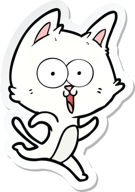 Bir insan tarafından çizilmiş komik bir çizgi film kedisinin çıkartması.