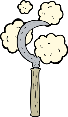 Bir insan tarafından çizilmiş karikatür orağı.