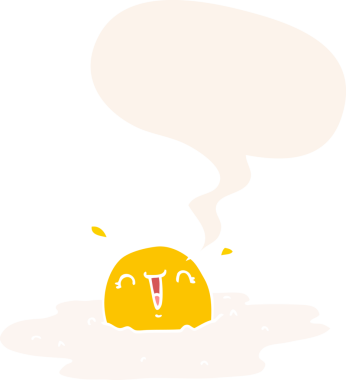 bir insan tarafından çizilmiş, konuşma baloncuklu kızarmış yumurta.