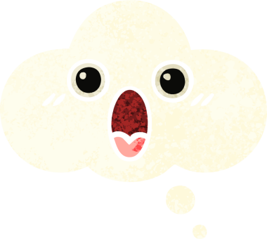 Bir insan tarafından çizilen düşünce baloncuğunun retro çizim tarzı karikatürü