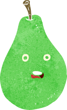 Bir insan tarafından çizilmiş bir armut.