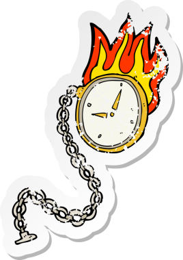 Bir insan tarafından çizilmiş yanan bir çizgi filmin gerilimli çıkartması.