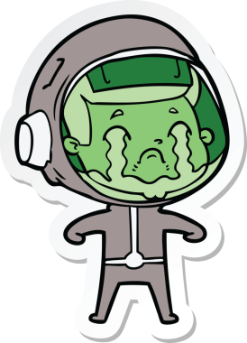 Bir insan tarafından çizilmiş ağlayan bir astronotun çıkartması.