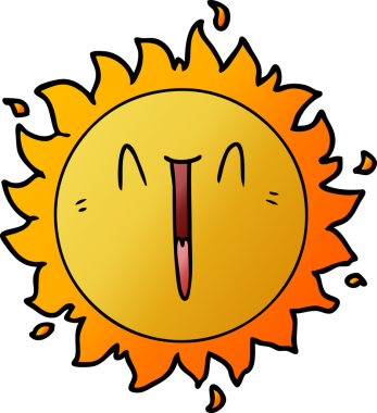 Bir insan tarafından çizilen mutlu çizgi film güneşi