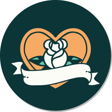 Bir insan tarafından çizilmiş, geleneksel kalp şeklinde dövme çıkartması.