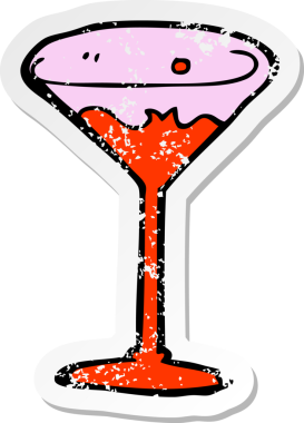 Bir insan tarafından çizilmiş karikatür kokteylinin gerilimli yapıştırması.