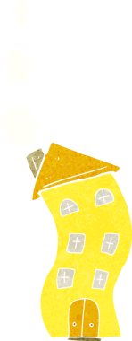 Bir insan tarafından çizilmiş komik bir çizgi film evi.