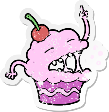 Bir insan tarafından çizilmiş karikatür kekinin sıkıntılı çıkartması.