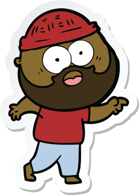 Bir insan tarafından çizilmiş sakallı bir adamın çıkartması.