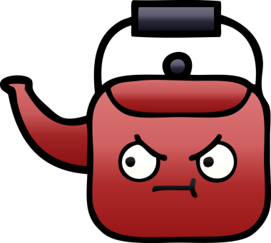 Bir insan tarafından çizilmiş gölgeli bir çaydanlık karikatürü