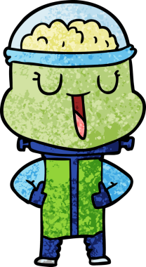 Bir insan tarafından çizilmiş mutlu çizgi film robotu