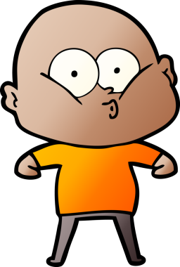 Bir insan tarafından çizilmiş kel bir adam.