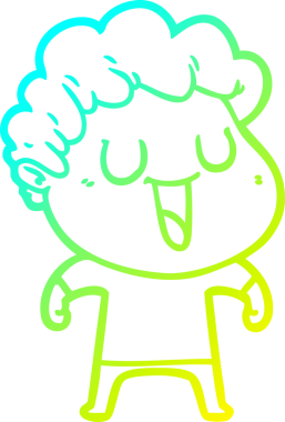 Bir insan tarafından çizilmiş gülen bir çizgi film karakterinin soğuk gradyan çizgisi.