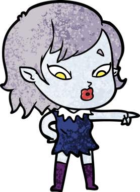 Bir insan tarafından çizilmiş şirin vampir kız çizgi filmi.