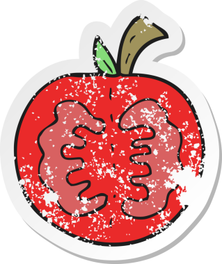 Bir insan tarafından çizilmiş bir domatesin gerilimli çıkartması.