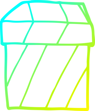 Bir insan tarafından çizilmiş bir çizgi film hediye kutusunun soğuk gradyan çizgisi.