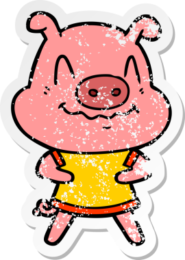 Bir insan tarafından çizilmiş sinirli bir domuzun sıkıntılı çıkartması.