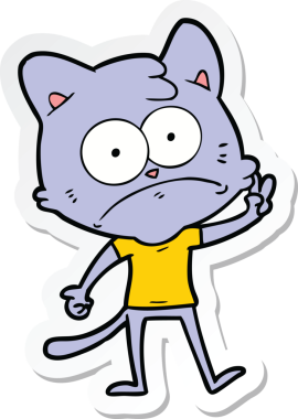 Bir insan tarafından çizilmiş karikatür asabi kedinin çıkartması.