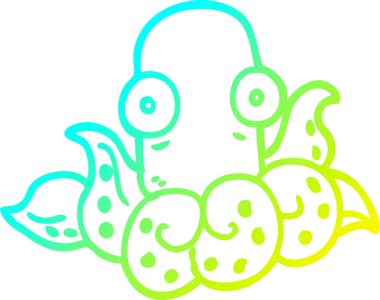 Bir insan tarafından çizilmiş komik ahtapotun soğuk gradyan çizimi