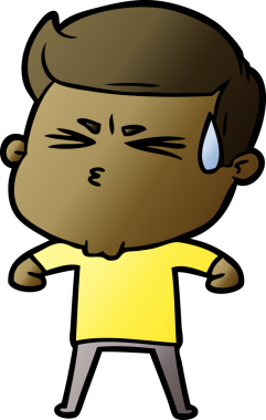 Bir insan tarafından çizilmiş terleyen çizgi film adamı.