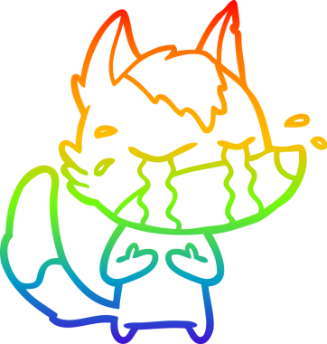 Gökkuşağı gradyan çizgi çizimi bir insan tarafından çizilmiş ağlayan bir kurt.