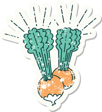 Bir insanın çizdiği yapraklı pancar dövmesi stili eski bir etiket.