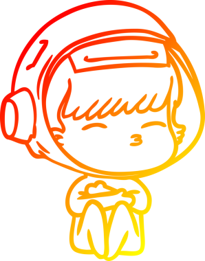 Bir insan tarafından çizilen çizgi film meraklısı astronotun sıcak gradyan çizimi