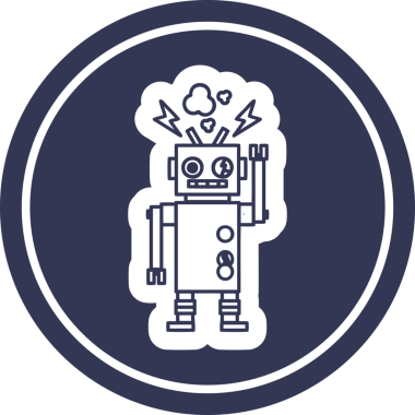 arızalı robot dairesel simgesi bir insan tarafından çizildi