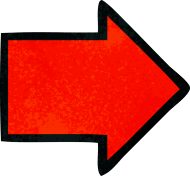 Bir insan tarafından çizilmiş ok sembolünün retro grunge desen karikatürü