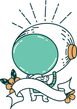 Bir insan tarafından çizilmiş dövmeli astronot afişi.