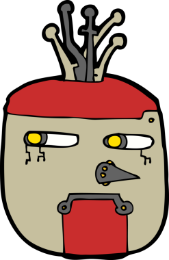 Bir insan tarafından çizilmiş robot kafası.