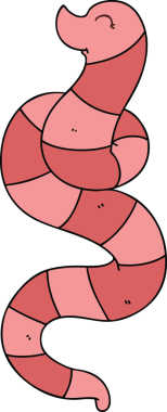 Bir insan tarafından çizilmiş garip bir çizgi film solucanı.