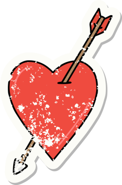 Bir insan tarafından çizilmiş ok ve kalp şeklinde dövmesi var.