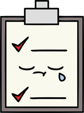 Bir insan tarafından çizilmiş kontrol listesinin sevimli karikatürü