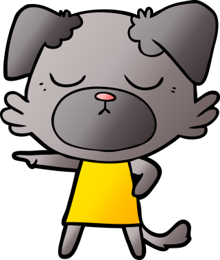 Bir insan tarafından çizilmiş şirin bir çizgi film köpeği.