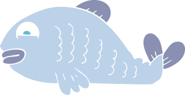 Bir insan tarafından çizilmiş balığın düz renk çizimi