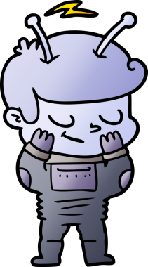 Bir insan tarafından çizilmiş çekingen çizgi film uzay adamı.