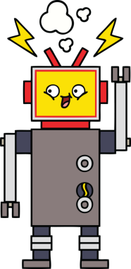 Bir insan tarafından çizilmiş dans eden bir robot çizimi.