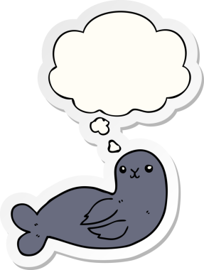 Düşünce baloncuklu karikatür mührü insan tarafından çizilmiş bir çıkartma.