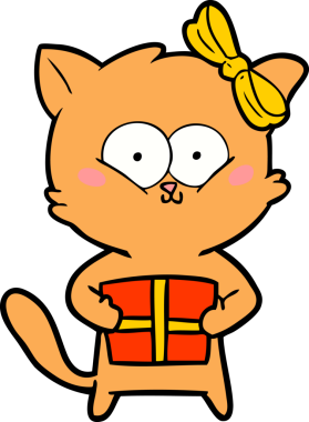 Bir insan tarafından çizilmiş çizgi film kedisi.