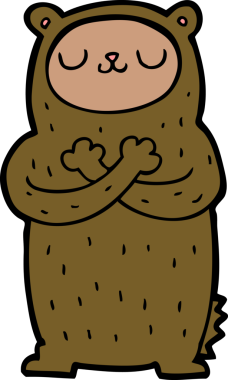 Bir insan tarafından çizilmiş çizgi film ayısı.